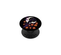 Halloween Crow Raven Silhouette Moon Autumn Maple Leaves PopSockets Adhesive PopGrip