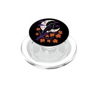 Halloween Crow Raven Silhouette Moon Autumn Maple Leaves PopSockets PopGrip for MagSafe