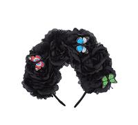 Halloween Crown Mexicans Flower Headband Butterflies Decor Party Costume Accessory Day Of The Dead Headpiece 4in Flower Halloween Day Of The Dead Flower Crown Gothics Flower Headband Headpiece Hair