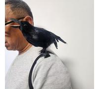 Halloween Crows Artificial Feathered Crows Realistic Raven Birds Decorations Animal Ornament Spooky Black Feather Crow Bird for Halloween Party Prop Indoor Outdoor Home Garden Decoration Model C
