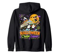 Halloween Cruise Squad Whimsical Cartoon Ghosts Witch Ship Zip Hoodie