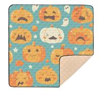 Halloween Crying Pumpkin Cute Foldable Baby Gym & Activity Mat for Indoor Outdoor Waterproof Padded Play Mat for Baby Toddler Infant, 50'' x 50''