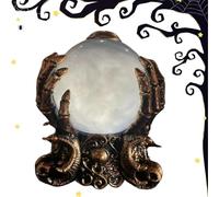 Halloween Crystal Ball with Fog, LED Lighted Animated Crystal Ball with Mystic Skeleton Hand Holder, Mystic Psychic Centerpiece for Home Party & Gothic Decor (1 pc)