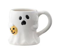 Halloween Cup Cute Ghost Pumpkin Mug Ghost Ceramic Ghostface Cup for Coffee Espresso White Ghost Shaped Mugs Durable Safe Ceramics (D)