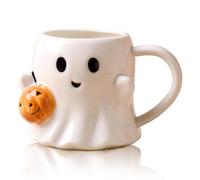 Halloween Cup, Cute Pumpkin Cup, Ghost Shaped Coffee Cup, Ceramic Ghostface Cups, Pumpkin Cup for Halloween, Christmas, Birthday, 600 ml (White)