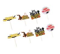 Halloween Cupcake Decorations 8 Pcs Food Safe Paper Ghost Theme Party Dessert Accents Gathering Bat Spider Cake Decoration