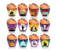 Halloween Cupcake Wrappers,12PCS Halloween Theme Muffin Papers - Party Supplies, Muffin Wrappers for Halloween Party -Decorations, Cake -Decoration