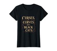 Halloween Curses, Curves and Black Cats Art Deco Graphic T-Shirt
