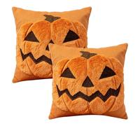 Halloween Cushion Covers 45 x 45 cm, Embroidered Pumpkin, 2 Pack, Big Devil | Soft plush feel, Sofa and table decor, Autumn party styling, Seasonal pumpkin accent, Halloween festive touch
