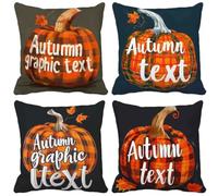 Halloween Cushion Covers 75cm x 75cm, 4 Pack Outdoor Cushions Waterproof Soft Sofa Pillows Pumpkin Pattern Design Double-Sided Printing Pillow Covers, Home Decor Aesthetics, Gifts for Women m5-79