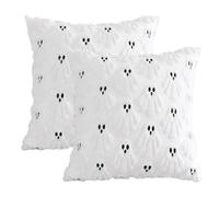 Halloween Cushion Covers - White Ghost Soft Plush Embroidered Throw Pillow Cases,Halloween Spooky Decorations for Indoor Home Bedroom Sofa,18x18 Inch (2pcs)
