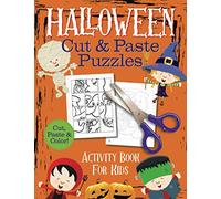 Halloween Cut and Paste Puzzles: Activity Book for Kids Glue Stick and Scissor Skills