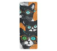 Halloween Cute Cat Glasses Non-slip carpet for gym printed, non slip, yoga mat towel non slip for hot yoga and bag tapete para ejercicio 71x26 inches