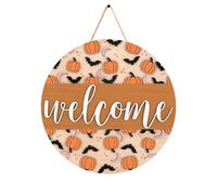 Halloween Cute Door Sign - Happy Halloween Front Door Decoration for Farmhouse Porch - Welcome Home Guest Décor for Festive Seasonal (D, 30x30x1cm)