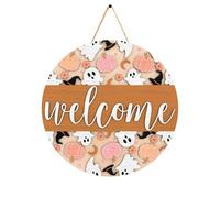 Halloween Cute Door Sign - Happy Halloween Front Door Decoration for Farmhouse Porch - Welcome Home Guest Décor for Festive Seasonal (B, 30x30x1cm)