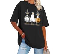 Halloween Cute Duck Ghost Shirt Farmer Duck Lover Tee Ducks Ghost T-Shirts Black