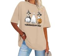 Halloween Cute Duck Ghost Shirt Farmer Duck Lover Tee Ducks Ghost T-Shirts Khaki