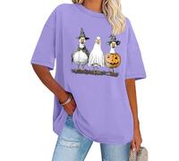 Halloween Cute Duck Ghost Shirt Farmer Duck Lover Tee Ducks Ghost T-Shirts Light Purple