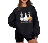 Halloween Cute Duck Ghost Sweatshirt Farmer Duck Lover Shirts Ducks Ghost Hoodie Black