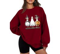 Halloween Cute Duck Ghost Sweatshirt Farmer Duck Lover Shirts Ducks Ghost Hoodie Claret