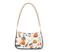 Halloween Cute Foxes Ghosts Handbag Medium Womens Lady One Shoulder Bag Hobo Purse Clutch Zipper Closure Chain Strap