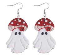 Halloween Cute Ghost Book Bag Mushroom Drop Wooden Dangle Earrings Cartoon Coffee Cup for Women Smile Funny Creative Earrings Cutie Party Horror Thick Thighs Trick, Wood, wood