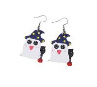 Halloween Cute Ghost Book Bag Mushroom Drop Wooden Dangle Earrings Cartoon Coffee Cup for Women Smile Funny Creative Earrings Cutie Party Horror Thick Thighs Trick, Wood, wood
