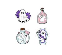 Halloween Cute Ghost Brooch Pin White Ghost Spooky Boo Lapel Pin Cartoon Ghosts Enamel Brooch Lapel Pin for Women Men Hat Bag Shirt Cosplay Accessory, Alloy Steel, no gemstone