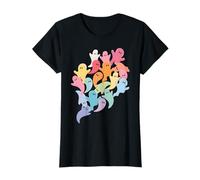 Halloween Cute Ghost Minimalist Rainbow Aesthetic Pattern T-Shirt