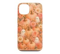 Halloween Cute Ghost Peach Pumpkin Flower Watercolor Fall Case for iPhone 13