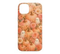 Halloween Cute Ghost Peach Pumpkin Flower Watercolor Fall Case for iPhone 14 Plus