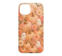 Halloween Cute Ghost Peach Pumpkin Flower Watercolor Fall Case for iPhone 15 Plus