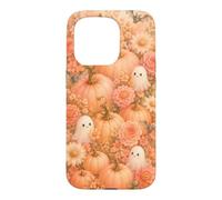 Halloween Cute Ghost Peach Pumpkin Flower Watercolor Fall Case for iPhone 15 Pro