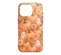 Halloween Cute Ghost Peach Pumpkin Flower Watercolor Fall Case for iPhone 16 Pro
