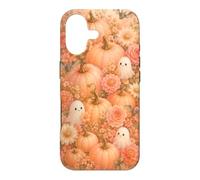 Halloween Cute Ghost Peach Pumpkin Flower Watercolor Fall Case for iPhone 17