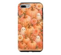 Halloween Cute Ghost Peach Pumpkin Flower Watercolor Fall Case for iPhone 7 Plus/8 Plus