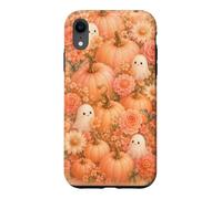 Halloween Cute Ghost Peach Pumpkin Flower Watercolor Fall Case for iPhone XR