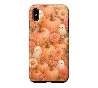 Halloween Cute Ghost Peach Pumpkin Flower Watercolor Fall Case for iPhone XS Max