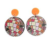 Halloween Cute Ghost Pumpkin Wooden Dangle Earring Cartoon Ghost Print Drop Earring for Women Jewelry, Wood, No Gemstone