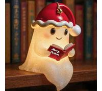 Halloween Cute Ghost Reading Book Lamp, Chrismas Cute Ghost Night Light, 3D Light up Ghosts Decorations for Indoor Home Table Bedroom, Ghost-Themed Lamps for Halloween Party (#B 25CM)