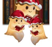 Halloween Cute Ghost Reading Book Lamp, Chrismas Cute Ghost Night Light, 3D Light up Ghosts Decorations for Indoor Home Table Bedroom, Ghost-Themed Lamps for Halloween Party (#B 17/25CM)