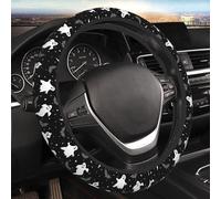 Halloween Cute Ghost Steering Wheel Cover Protector Thicken, Bats Stars Black Cute Car Accessories for Diverse Cars Truck SUV for Women Men Universal 15 Inch