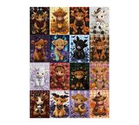 Halloween Cute Highland Cow Flower Jigsaw Puzzles for Adults 1000 Pieces