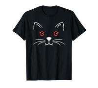 Halloween Cute Kawaii Vampire Cat Face With Red Eyes T-Shirt