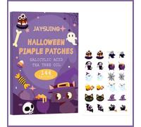 Halloween Cute Pimple Patches - 144 Count Hydrocolloid Acne Stickers, 2 Sizes & 12 Spooky-Fun Patterns, Spot Treatment with Salicylic Acid & Tea Tree Oil for Zits & Blemishes