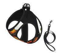 Halloween Cute Pumpkin Print Soft Mesh Dog Harness and Leash Set Pet Puppy Cat Comfort Padded Vest No Pull Harnesses
