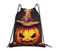 Halloween Cute Pumpkin Women Men Pe Bag Lightweight Drawstring Bag Durable Drawstring Backpack For Yoga Beach Travel