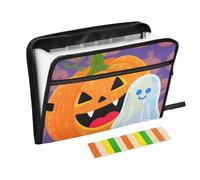 Halloween Cute Pumpkins and Ghosts Accordion File Organizer 13 Pockets A4 Letter Size with Zipper Closure for Paperwork Folder with Pockets para guardar
