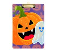 Halloween Cute Pumpkins and Ghosts Acrylic Little clipboard Standard Letter A4 Size Hard Board for Personalized clipboards for Teachers Gold 12x9in Tabla para escribir
