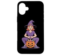 Halloween Cute Witch With Jack O Lantern Candy Case for iPhone 16 Plus